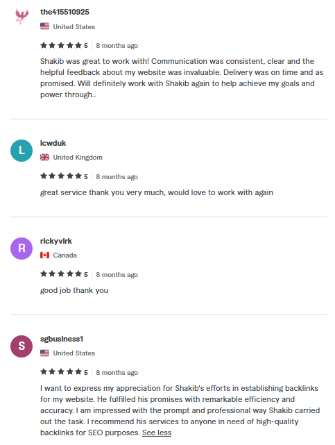 ProSEOShakib Client's Reviews